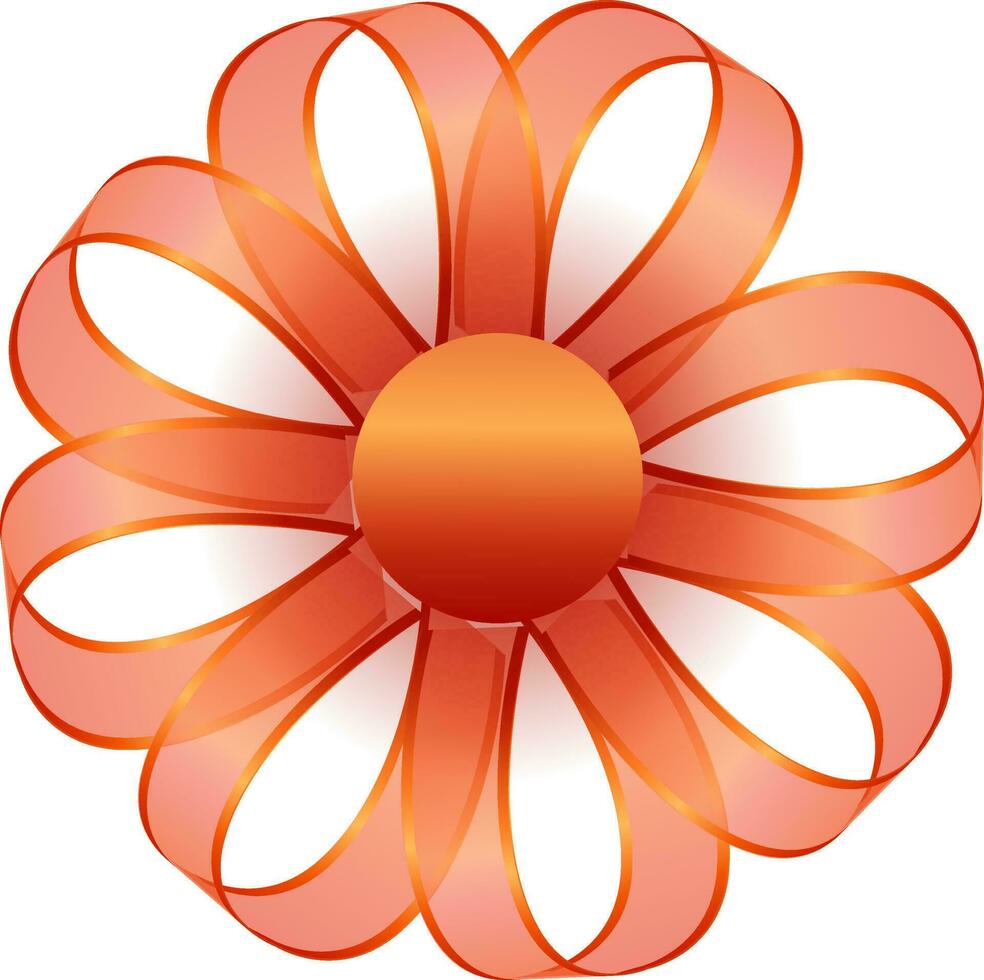 Glossy orange flower made by ribbon. vector