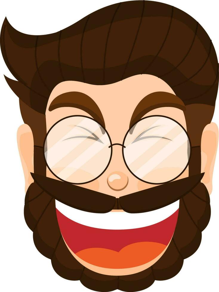 Character of laughing man cartoon face. vector