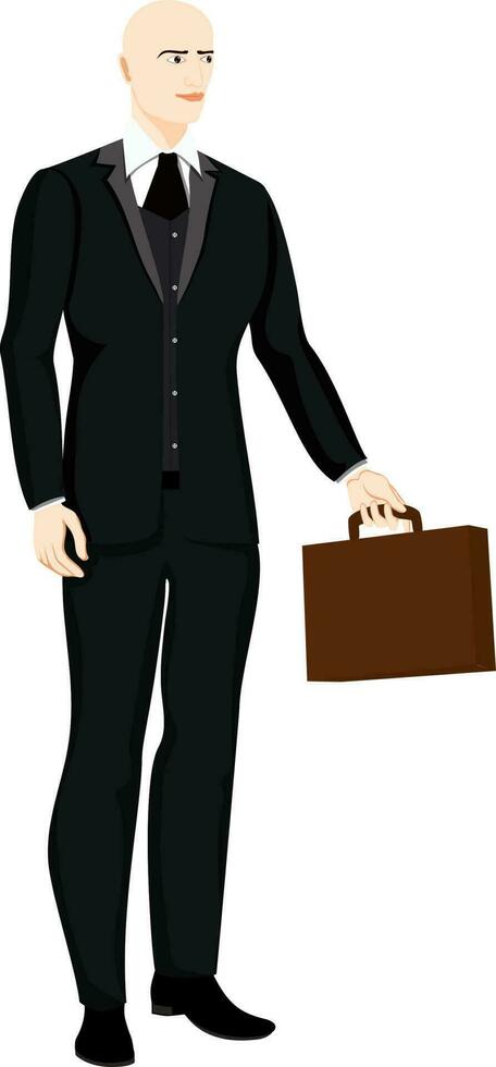 Businessman character holding a briefcase for Business purpose. vector