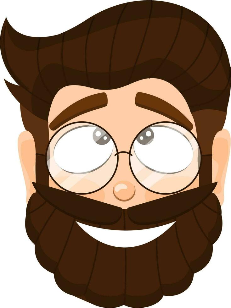 Man cartoon face in smile expression. vector