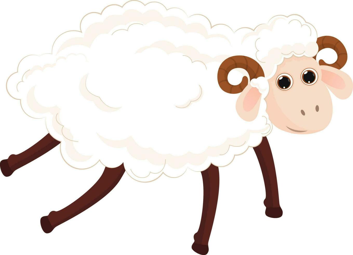 Cute cartoon of sheep on white background. vector