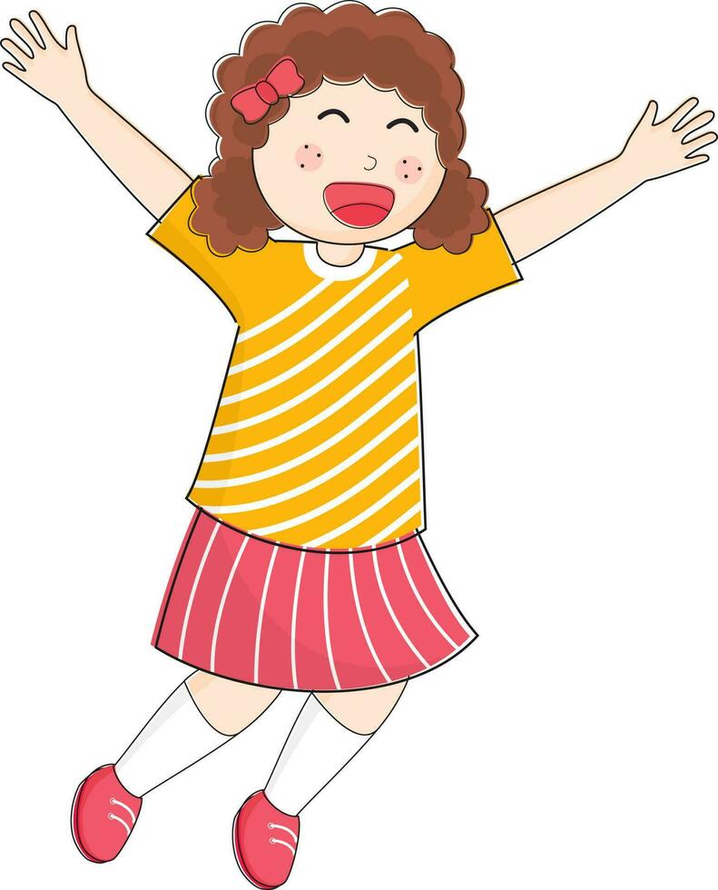 Cute little girl in jumping pose. vector