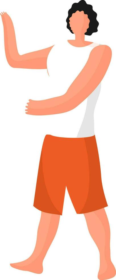 Faceless man character in dancing pose. vector