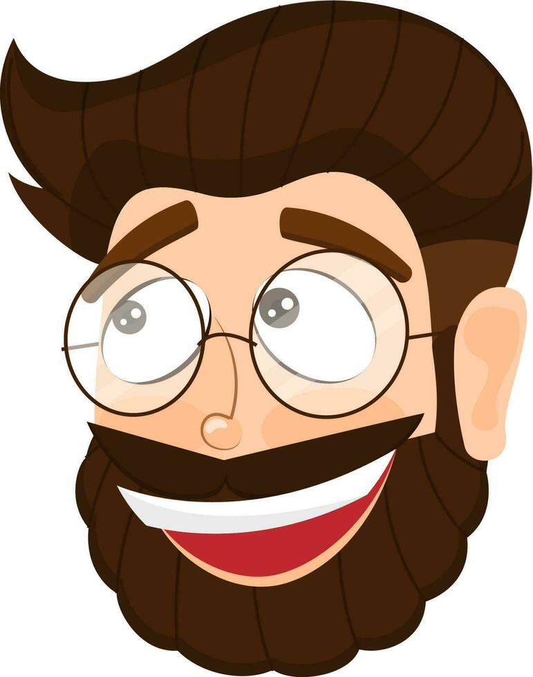 Cartoon character of happy man face. vector