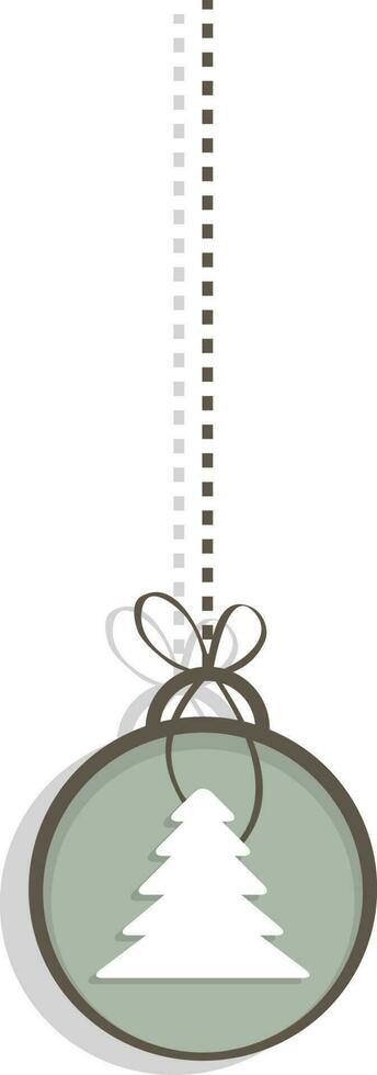 Flat style Christmas Ball with Xmas Tree. vector