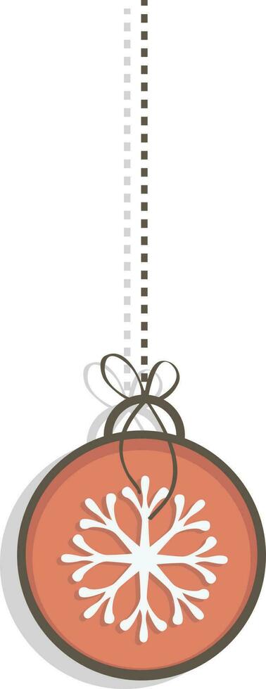 Hanging Christmas ball with snowflake. vector