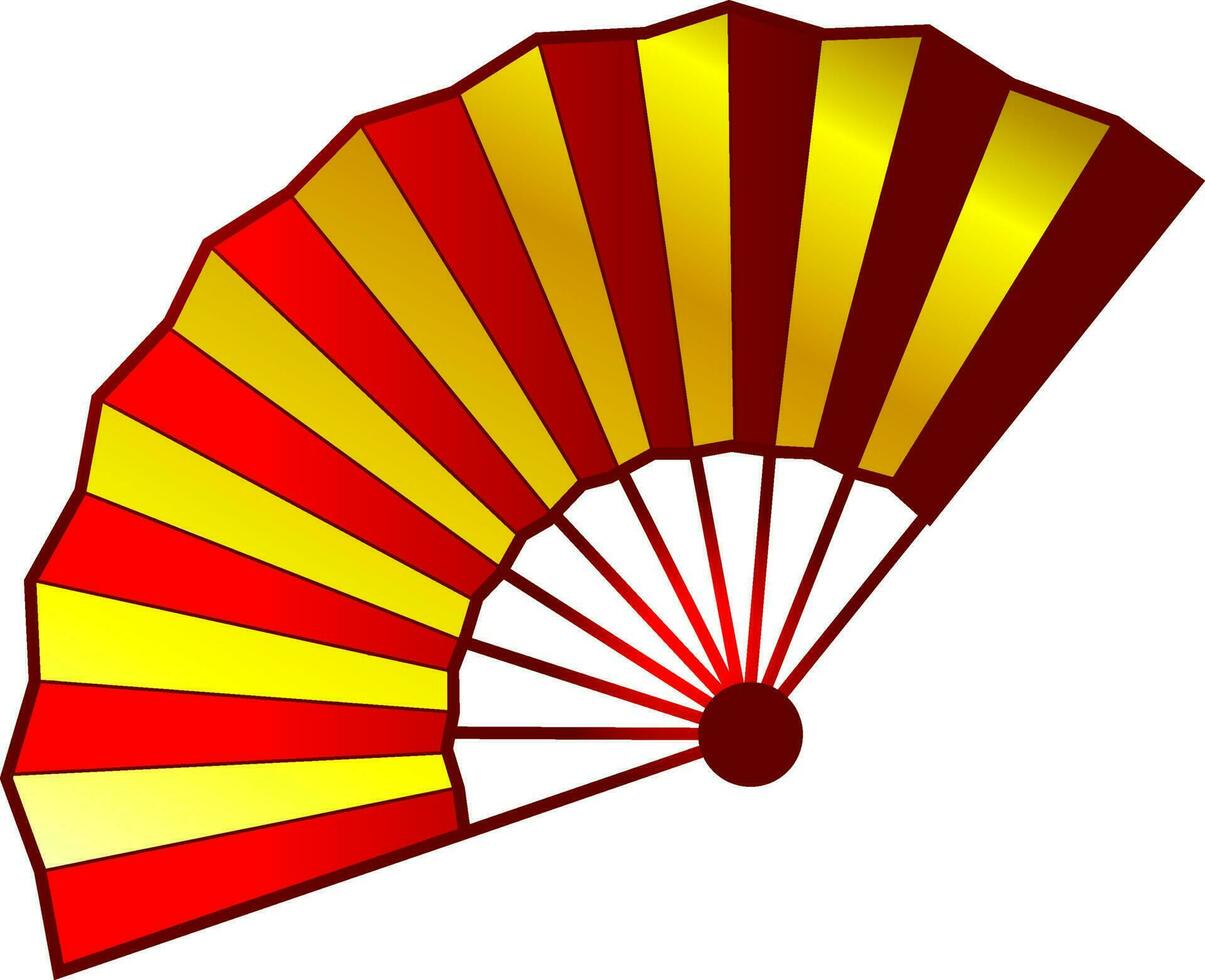 Red and yellow chinese fan. vector