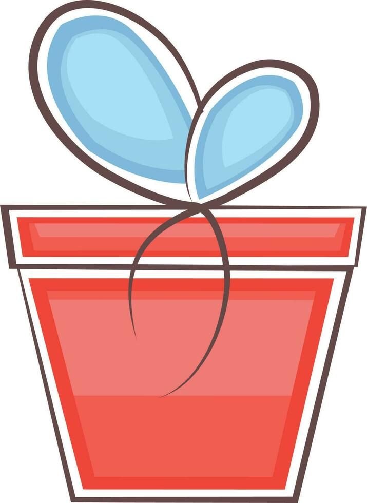 Illustration of Red gift box with blue ribbon. vector