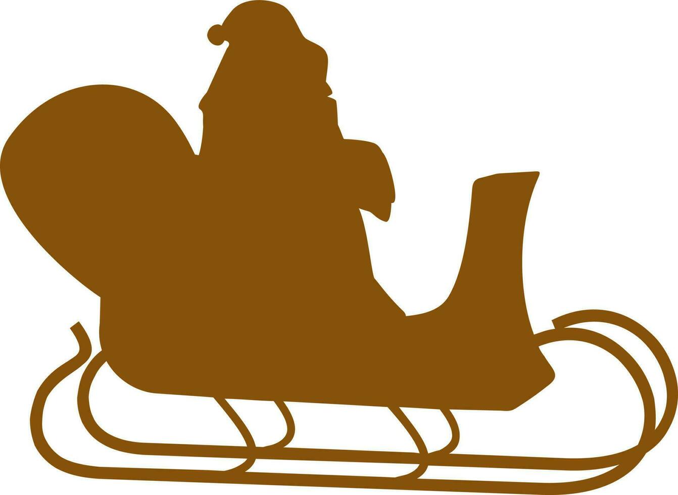 marrón color Papa Noel trineo ilustración. vector
