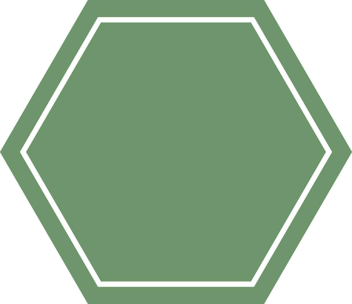 Flat green color badge or sticker in hexagon shape. vector