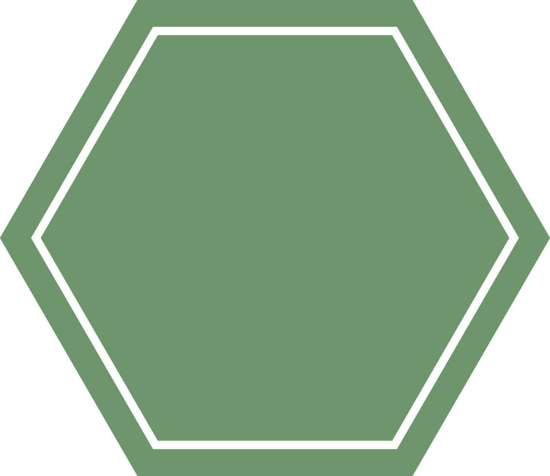 Flat green color badge or sticker in hexagon shape. vector
