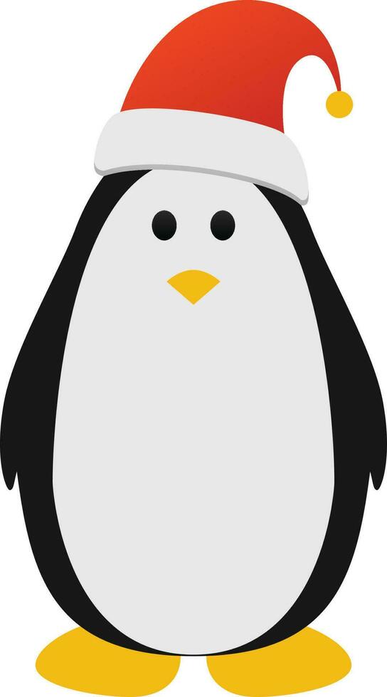 Cartoon penguin wearing Santa cap. vector