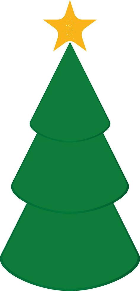 Green Christmas tree with yellow star. vector