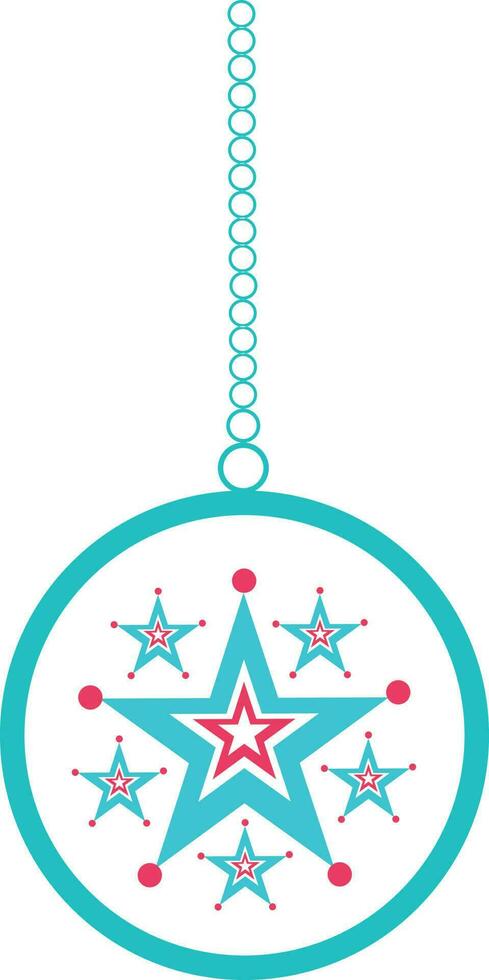 Stars decorated blue hanging Christmas ball. vector