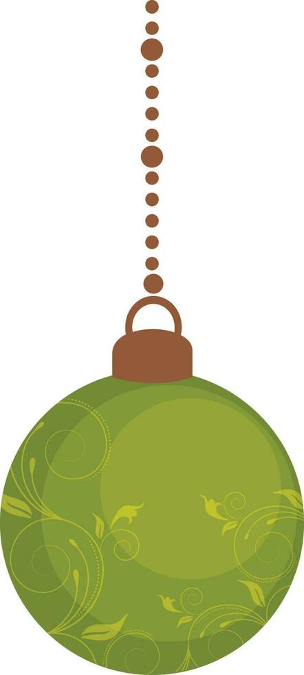 Floral decorated green Christmas ball. vector