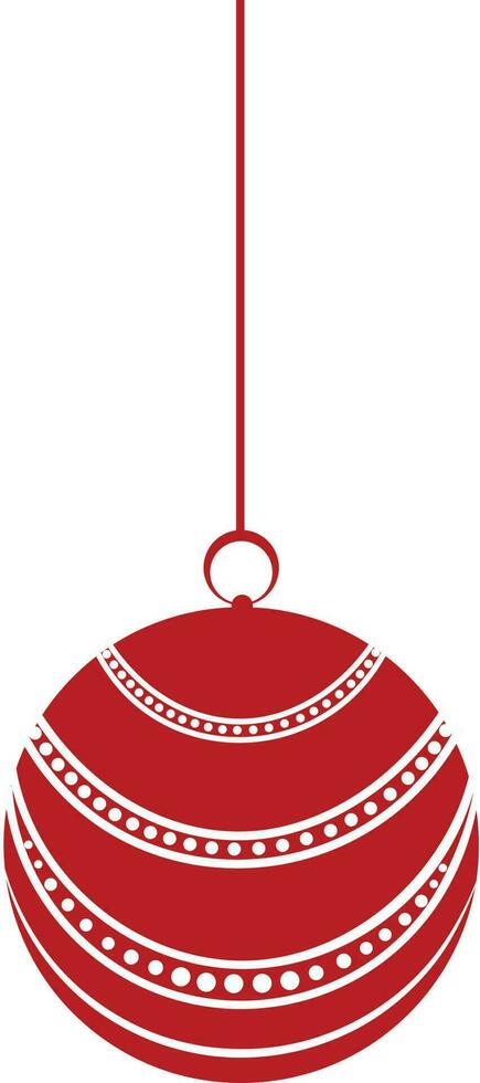 Hanging red and white Christmas ball icon. vector