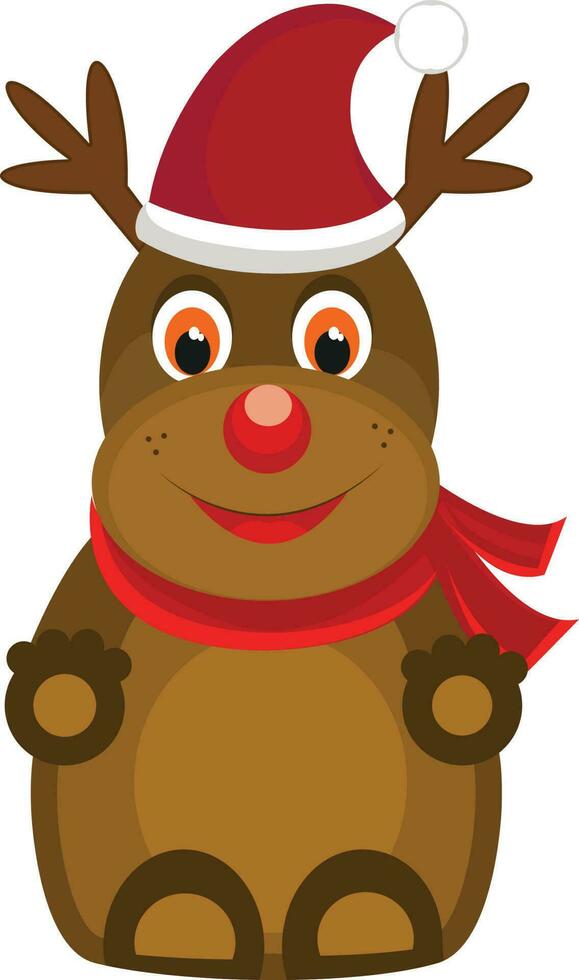 Christmas cartoon wearing Santa cap. vector