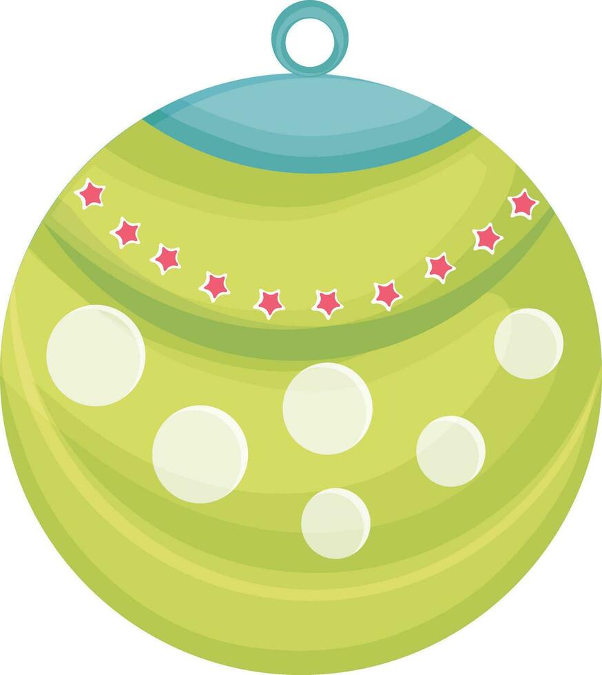 Pink stars decorated green Christmas ball. vector
