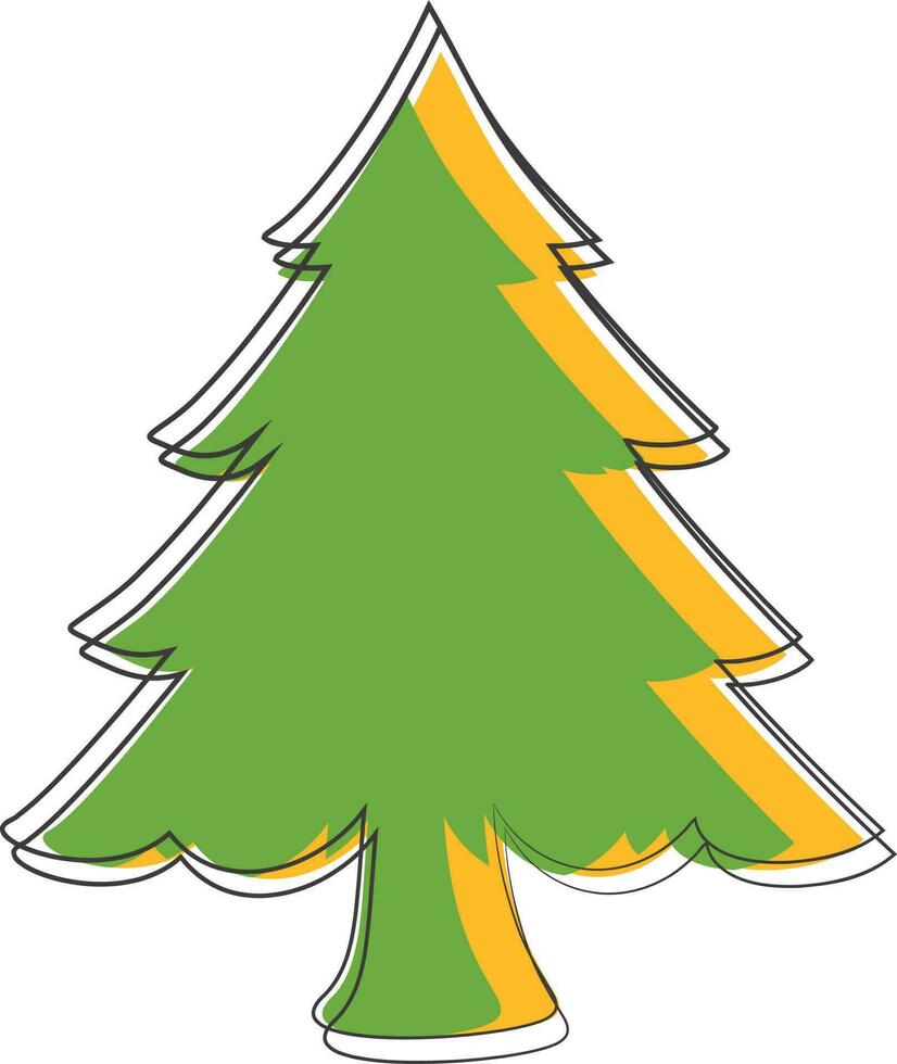 Christmas tree in green and yellow color. vector