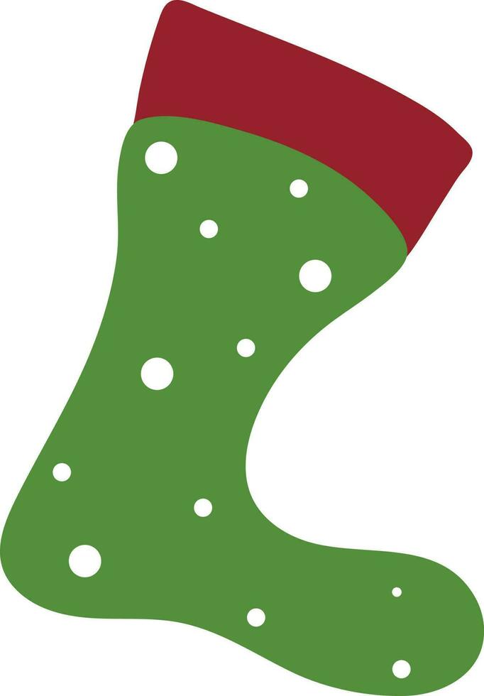 White circle decorated green and maroon sock icon. vector