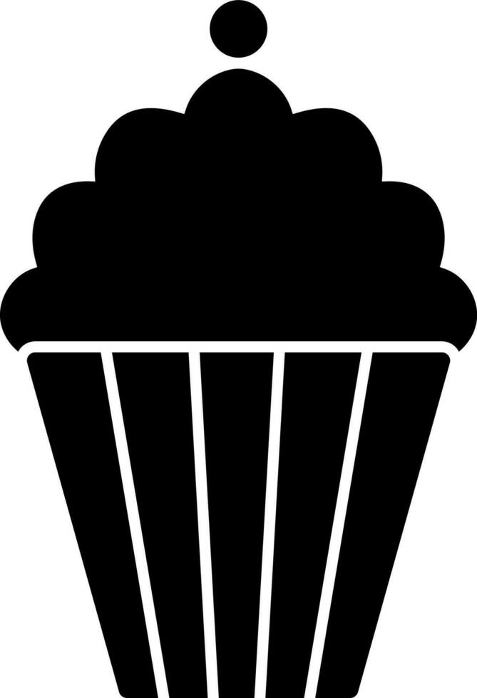 Flat style cupcake in black color. vector