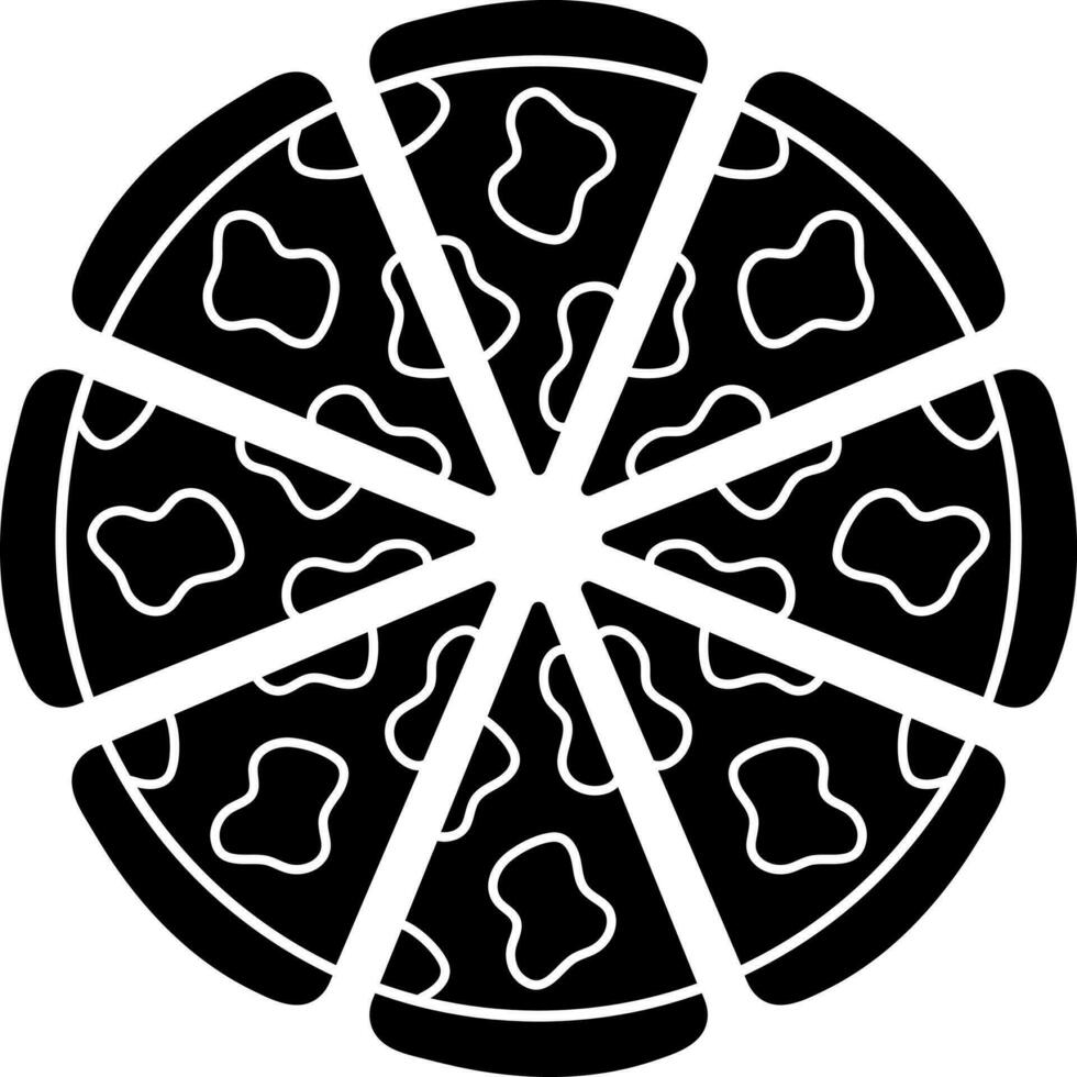 ilustración de negro y blanco Pizza icono. vector