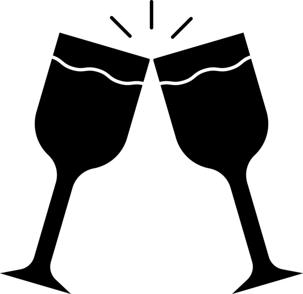 Champagne glass icon in Black and White color. vector