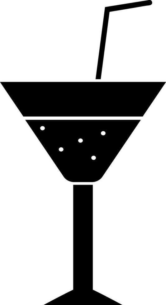 Cocktail glass with straw icon in Black and White color. vector