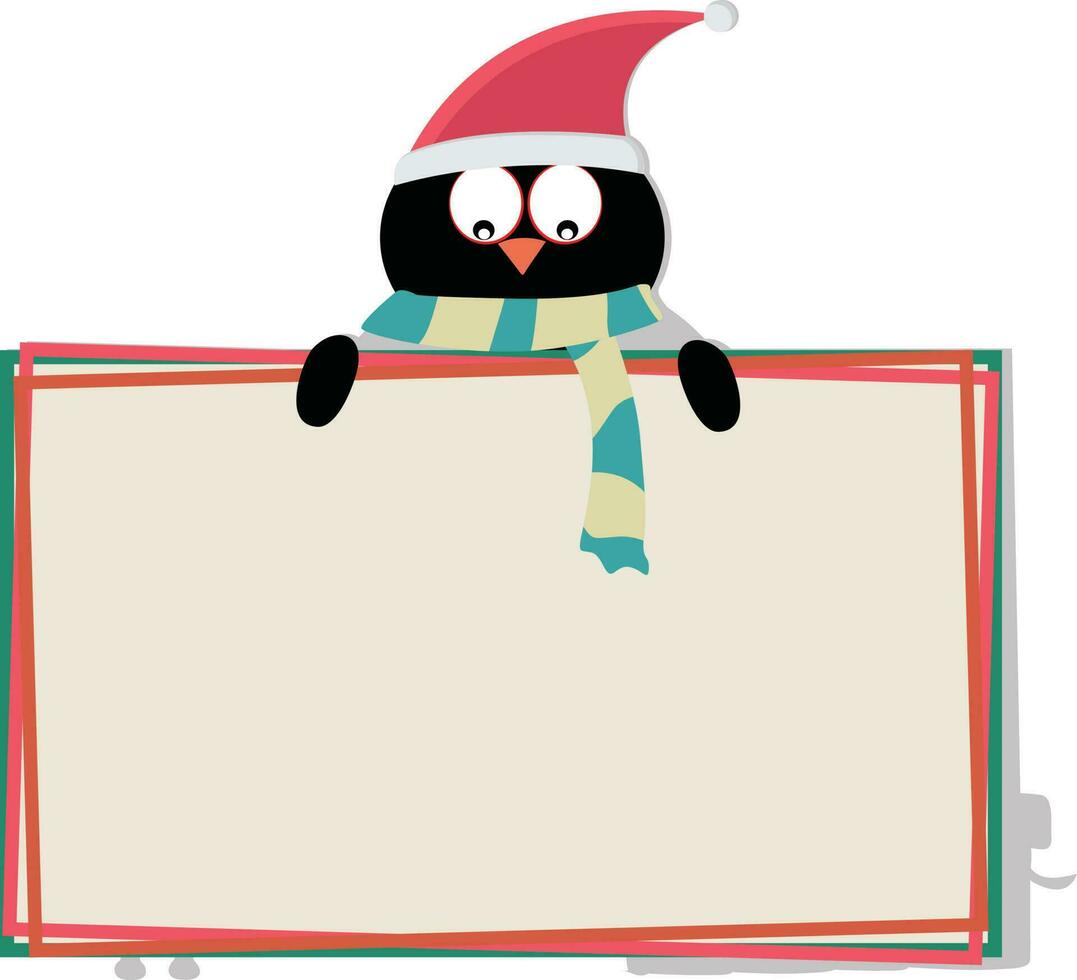 Baby penguin holding a blank board. vector