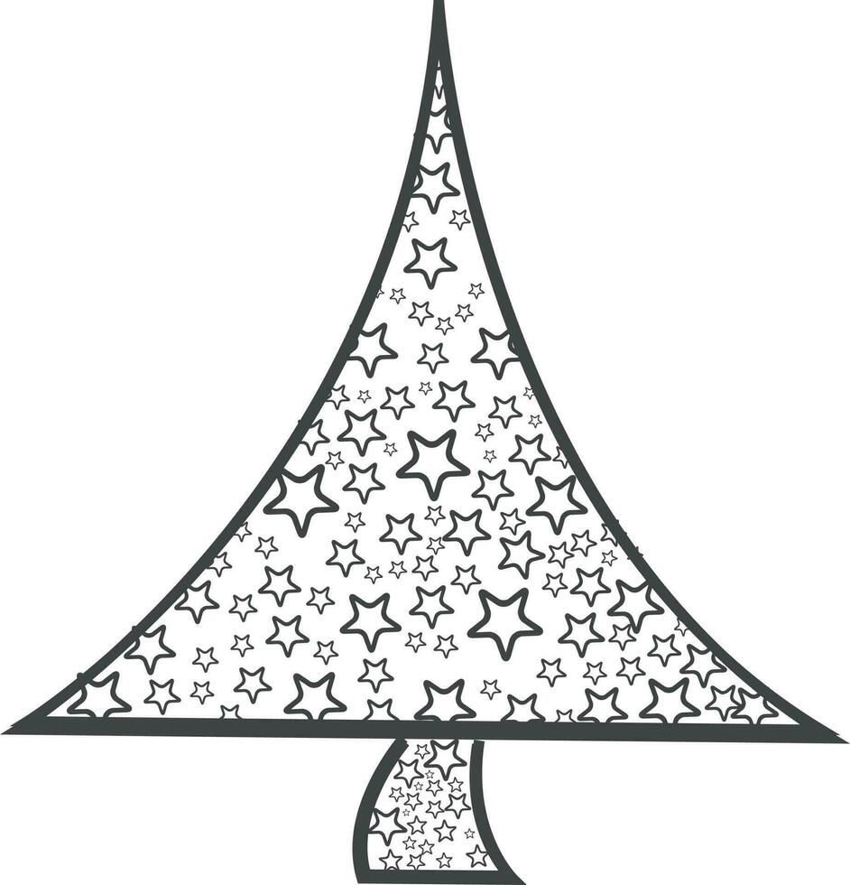 Stars decorated Christmas tree icon. vector