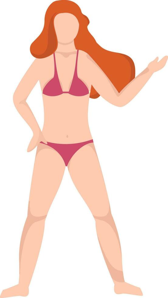 Young lady wearing bikini in standing pose. vector