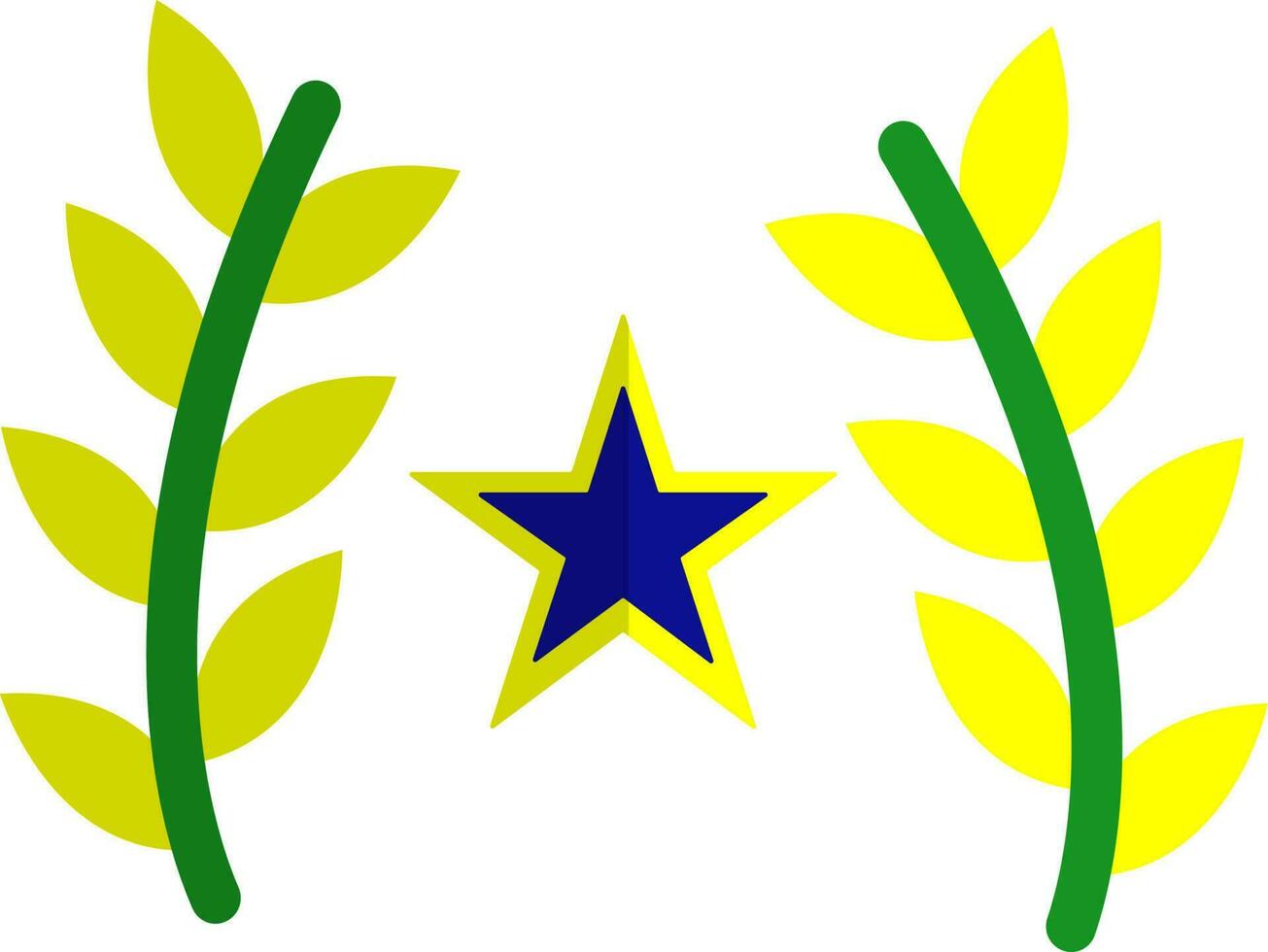 Star with leaves in flat style. vector
