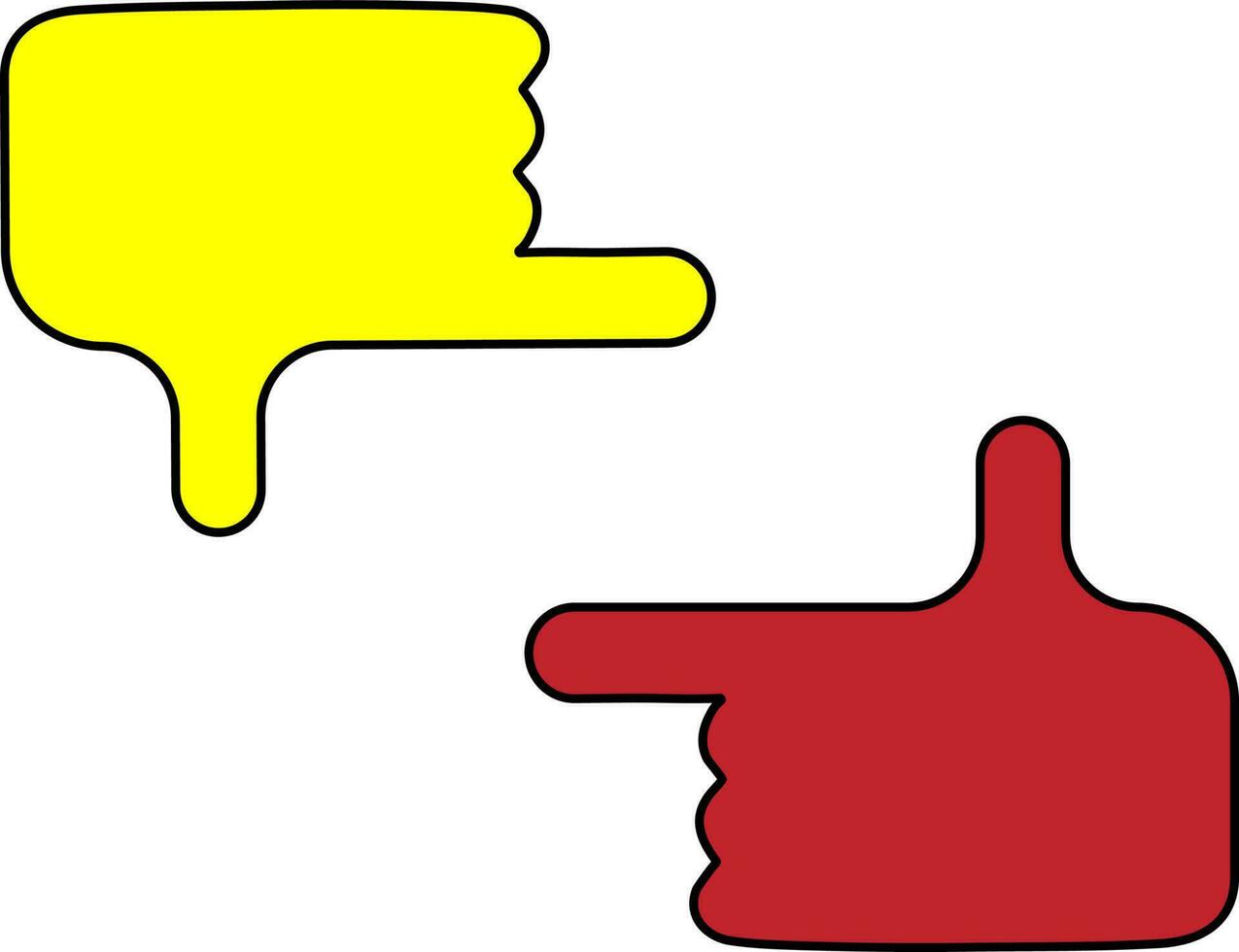 Capturing hands by camera in yellow and red color. vector