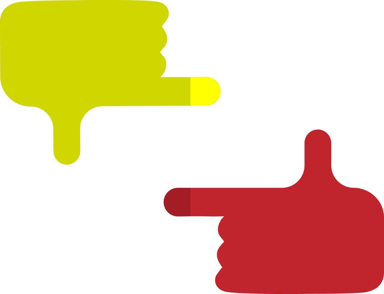 Capturing hands by camera in yellow and red color. vector