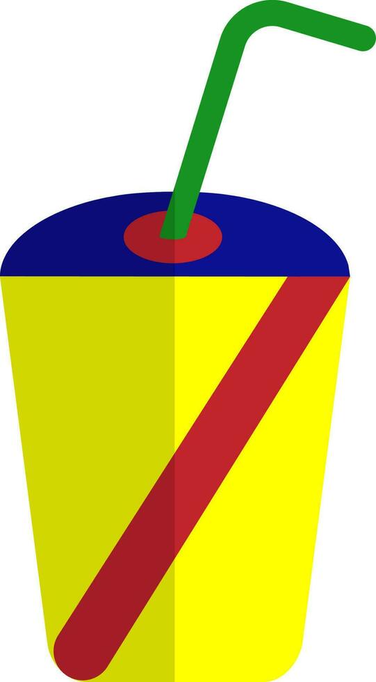 Flat style cold coffee cup with straw. vector