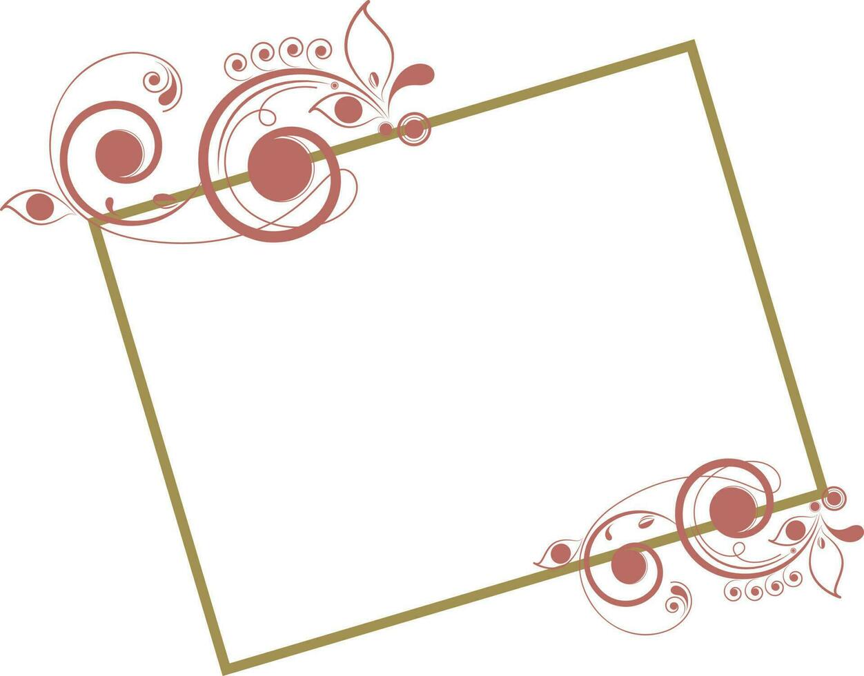 Floaral elements decorated frame in line art. vector