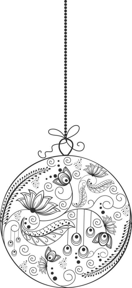 Beautiful floral decorated hanging Christmas ball. vector