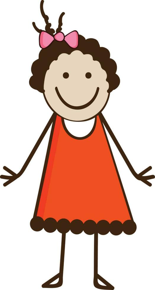 Cartoon character of funny girl. vector