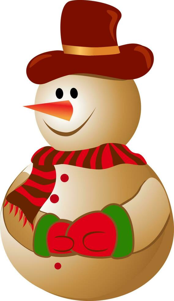 Cartoon character of smiling snowman. vector