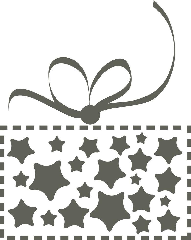 Stars decorated gift box with ribbon. vector