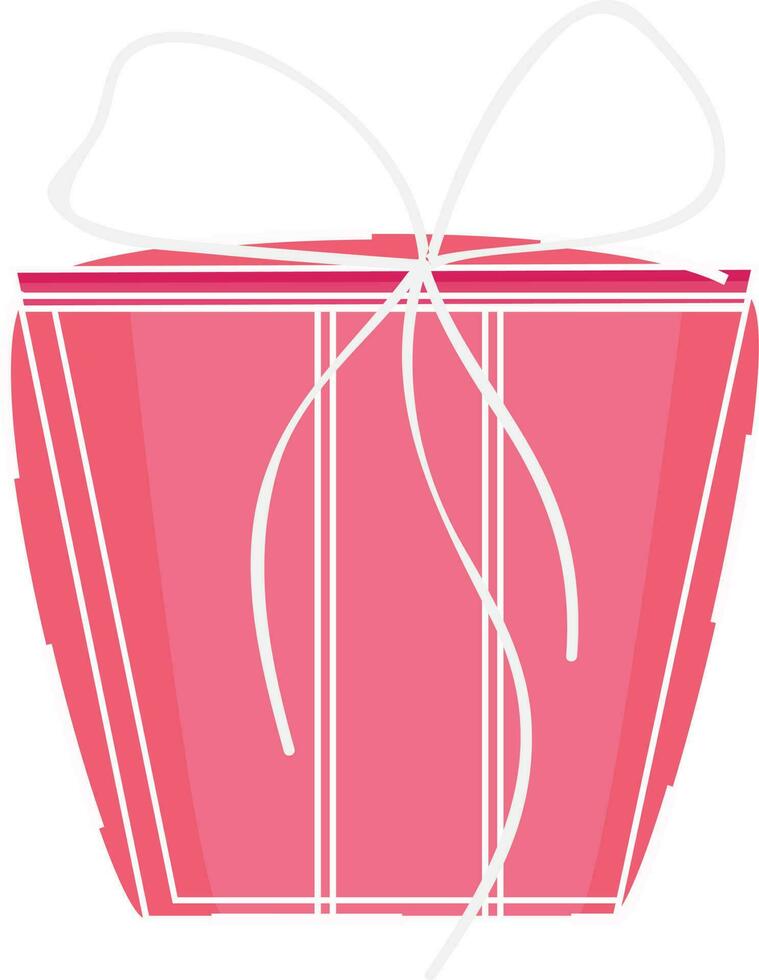 rosado regalo caja con blanco cinta. vector