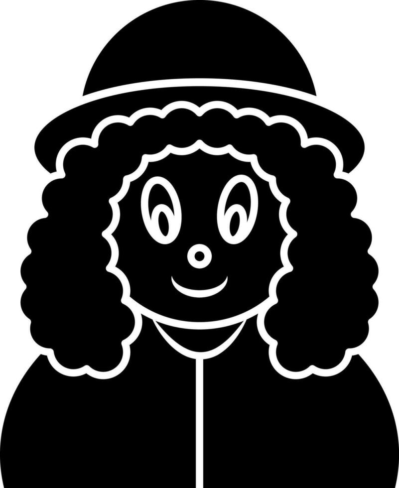 Character of clown icon in Black and White color. vector