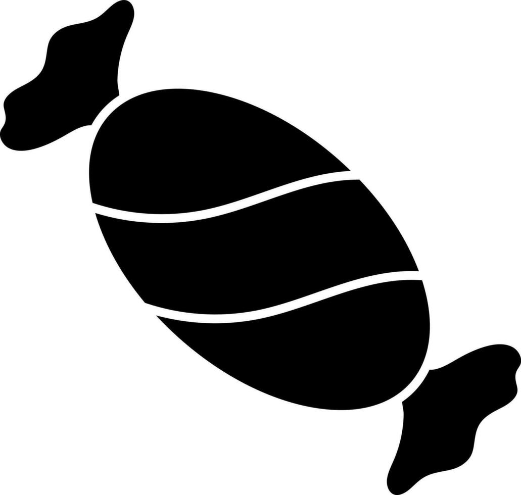 Icon of black candy or toffee in flat style. vector