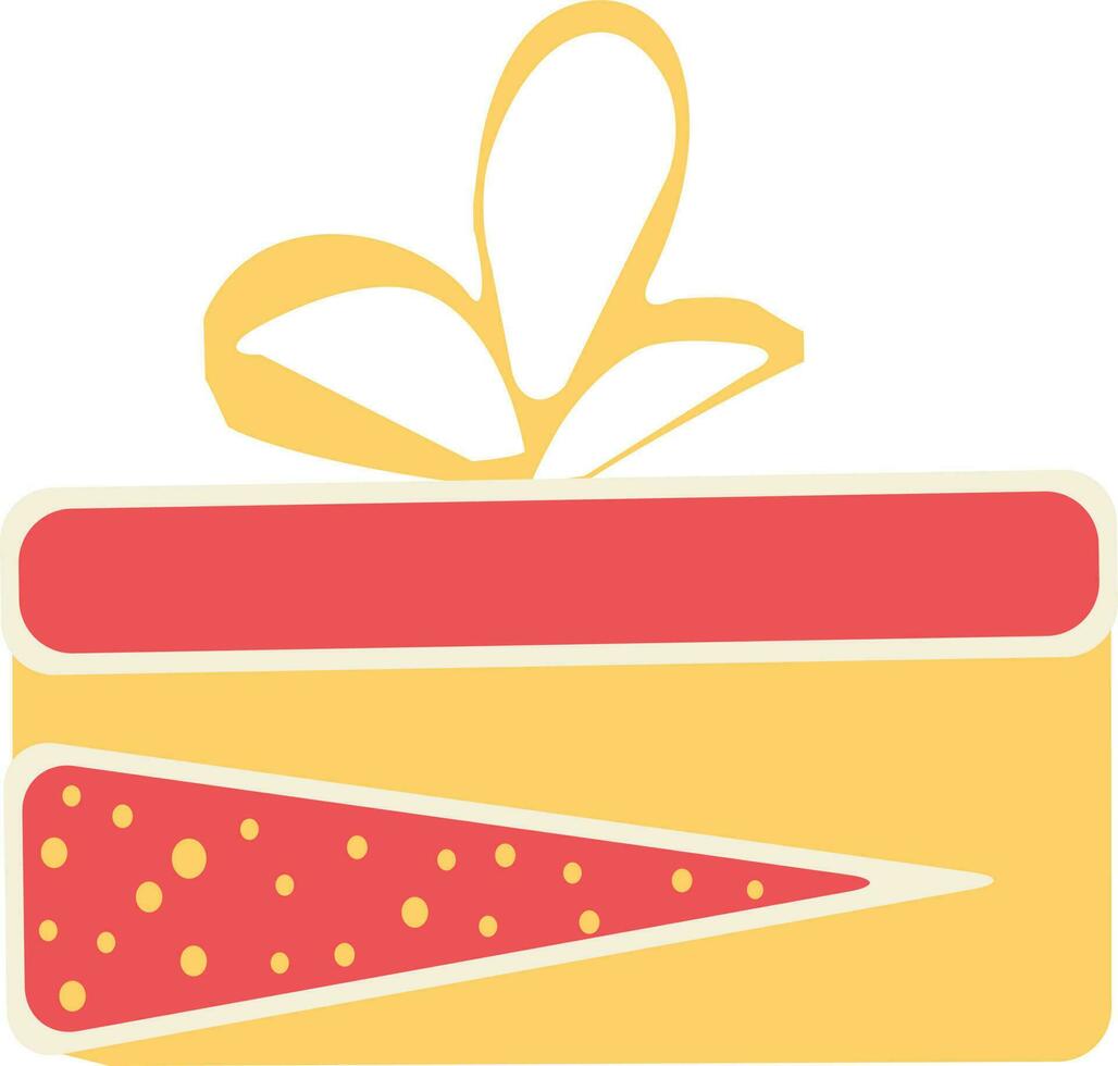Red and yellow gift box with bow ribbon. vector
