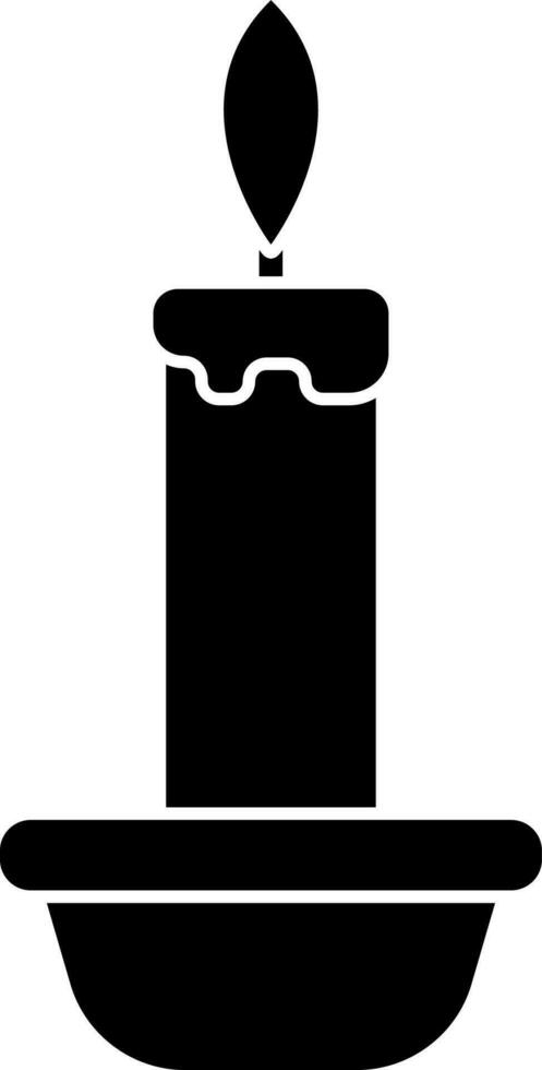Black and White candle icon or symbol. vector