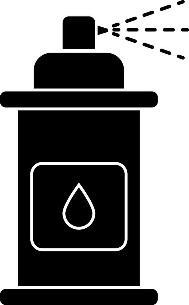 Glyph spray bottle icon in Black and White color. vector