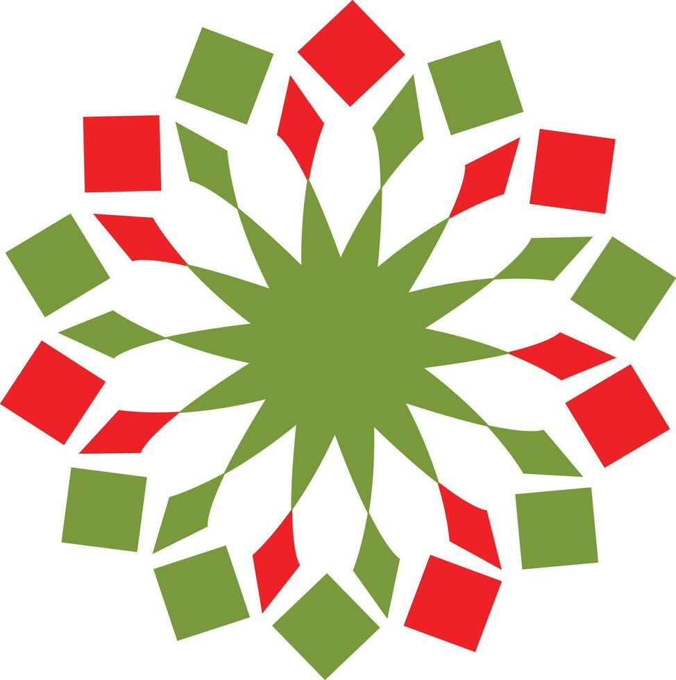 Red and green snowflake. vector