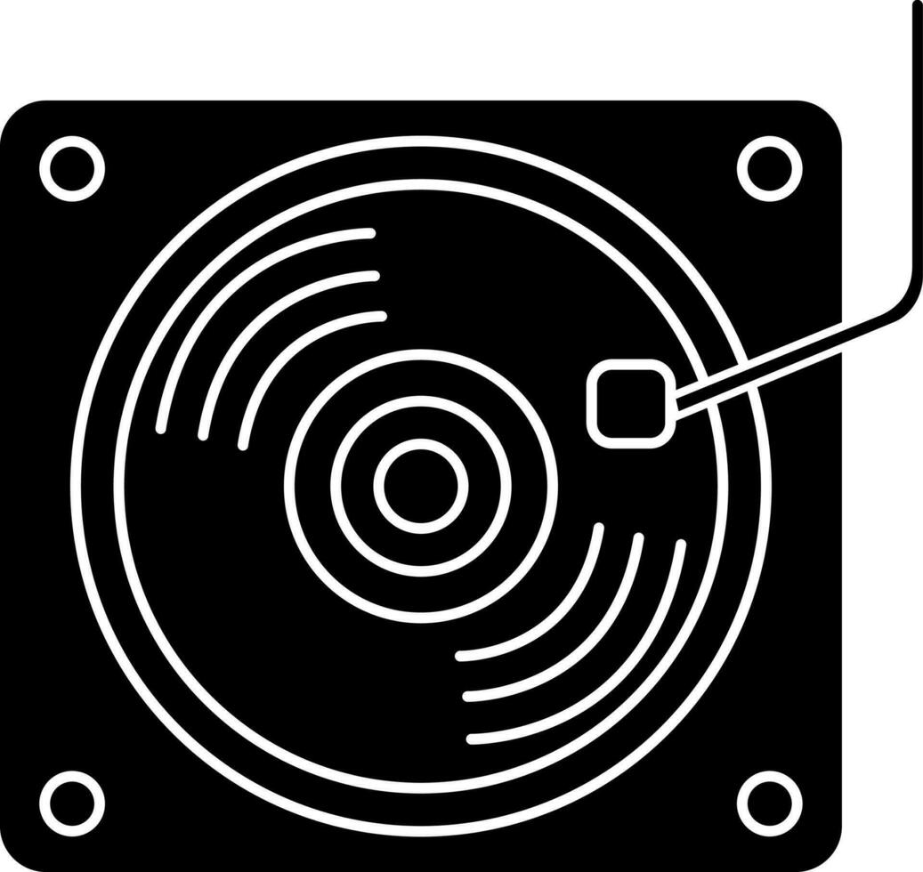 Glyph vinyl record icon in Black and White color. vector