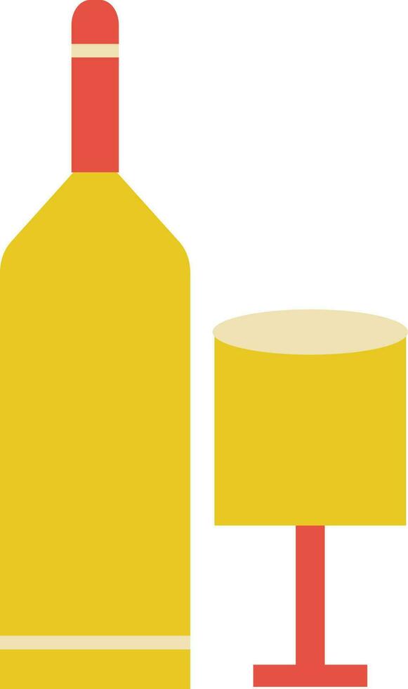 Yellow and orange wine glass and Bottle. vector