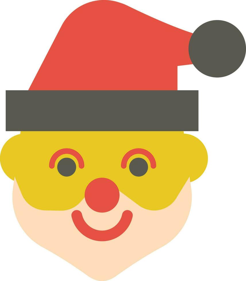 Character of man wearing santa hat. vector